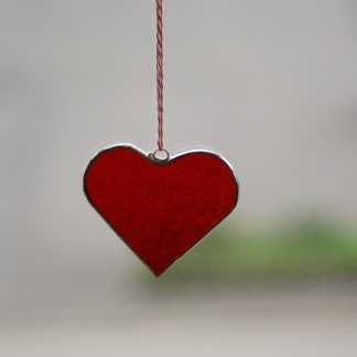 Red Heart Ornament (Silver Trim)